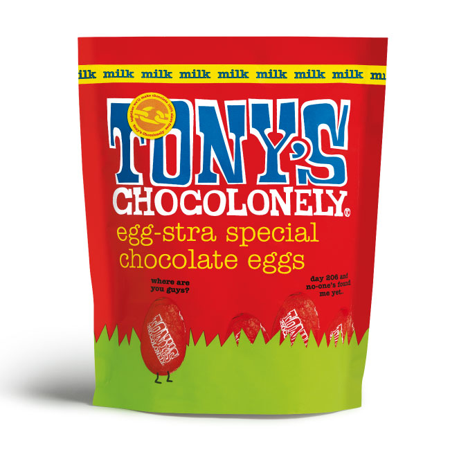 Tony's Chocolonely - Mini Milk Chocolate Easter Eggs Pouch (180g = 14 eggs)