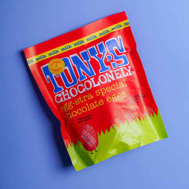Tony's Chocolonely - Mini Milk Chocolate Easter Eggs Pouch (180g = 14 eggs)