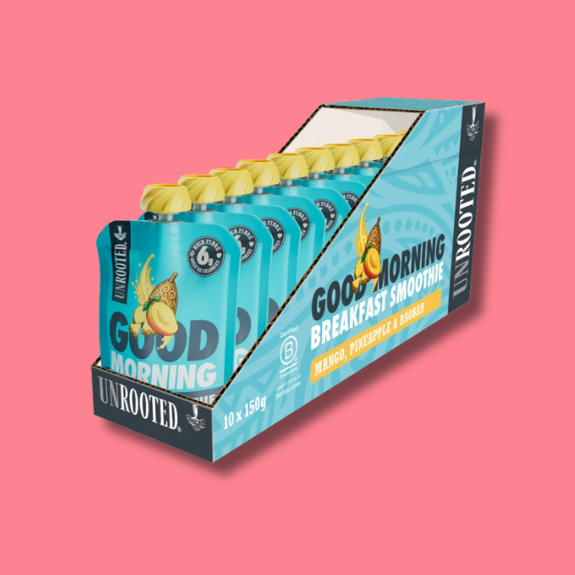 Unrooted - High Fibre Breakfast Smoothie - Mango, Pineapple & Baobab (10 x 150g)