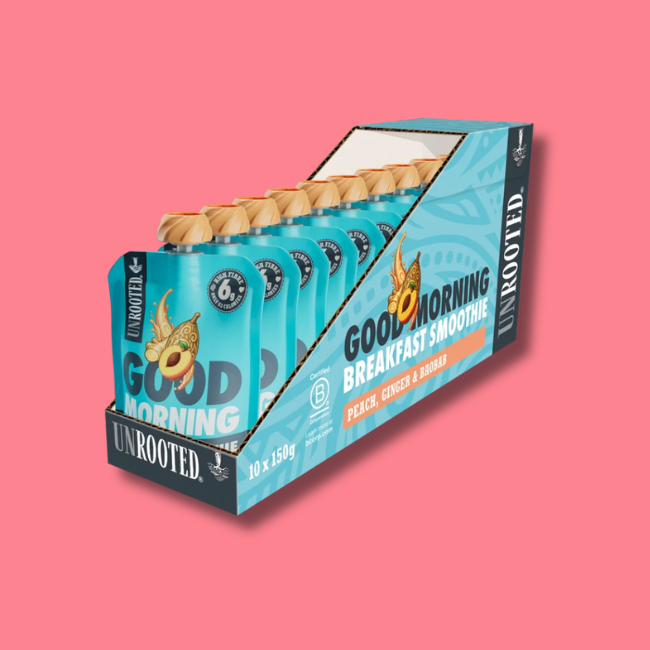 Unrooted - High Fibre Breakfast Smoothie - Peach, Ginger & Baobab (10 x 150g)