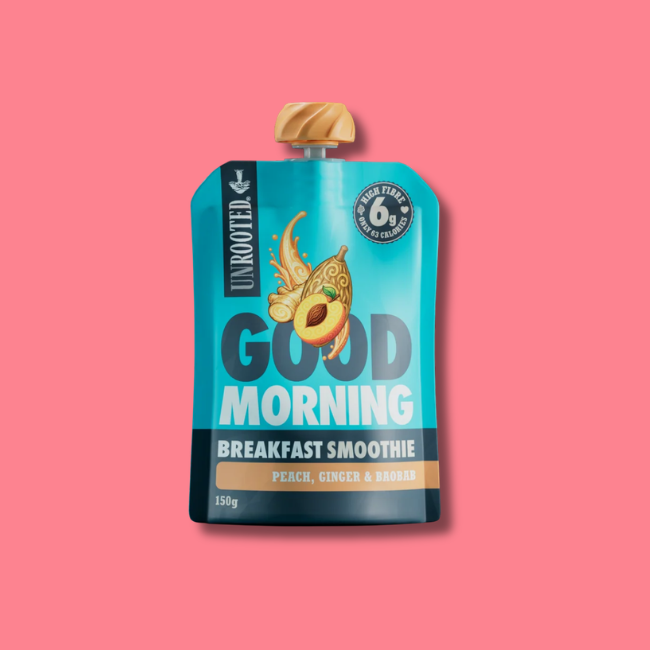 Unrooted - High Fibre Breakfast Smoothie - Peach, Ginger & Baobab (10 x 150g)