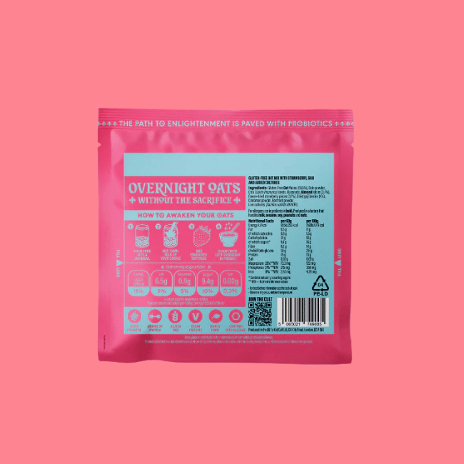 Oat Cult - Gut Loving Overnight Oat Sachets - Strawberry & Goji (9 x 60g)
