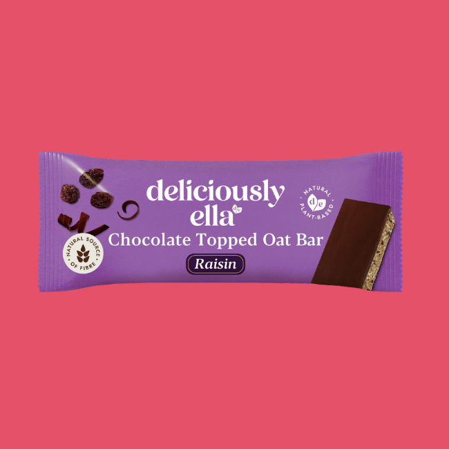 Deliciously Ella - Gluten Free Chocolate Topped Oat Bar - Raisin