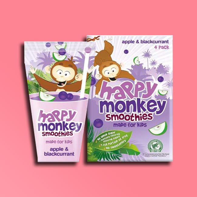 Happy Monkey - Kids Fruit Smoothies - Apple & Blackcurrant