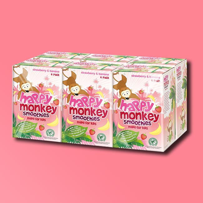 Happy Monkey - Kids Fruit Smoothies - Strawberry & Banana