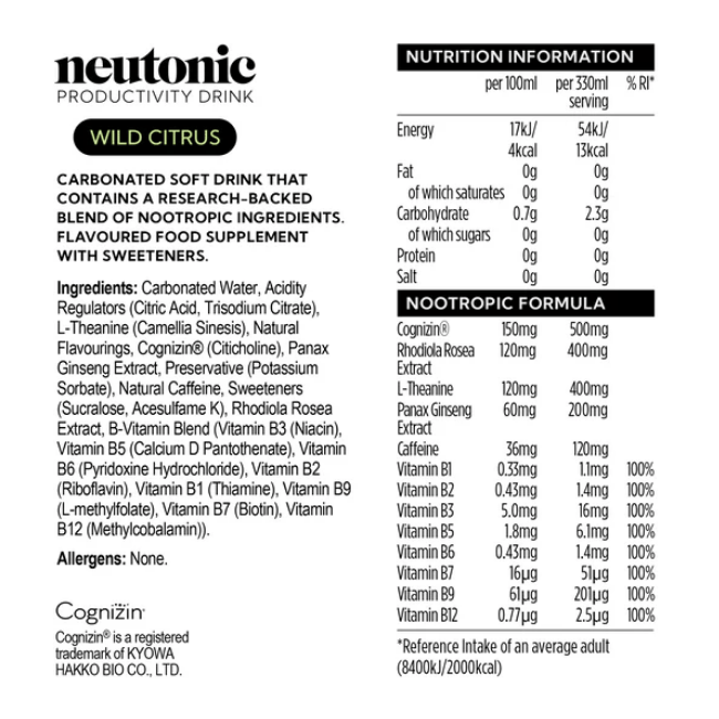 Neutonic - Productivity Drink - Citrus (12 x 330ml)