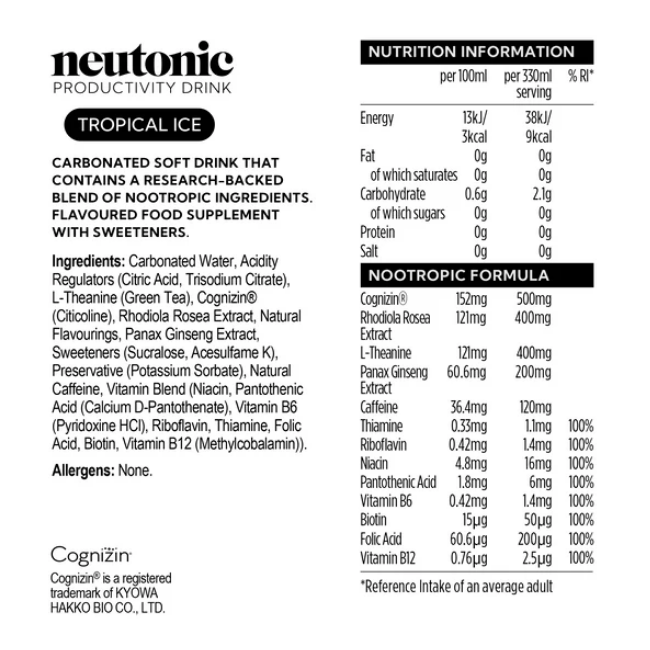 Neutonic - Productivity Drink - Tropical Ice (12 x 330ml)