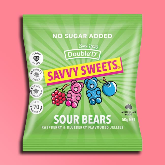 Savvy Sweets - No Added Sugar Gut Loving Sweets - Sour Bears