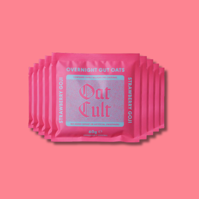 Oat Cult - Gut Loving Overnight Oat Sachets - Strawberry & Goji (9 x 60g)