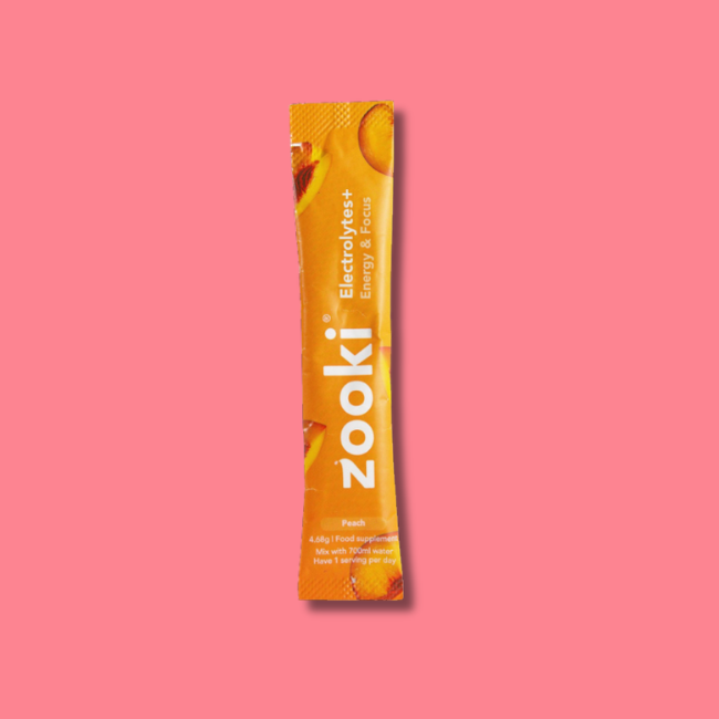 Zooki Electrolytes+ Energy & Focus Sachet - Peach (20x4.68g)