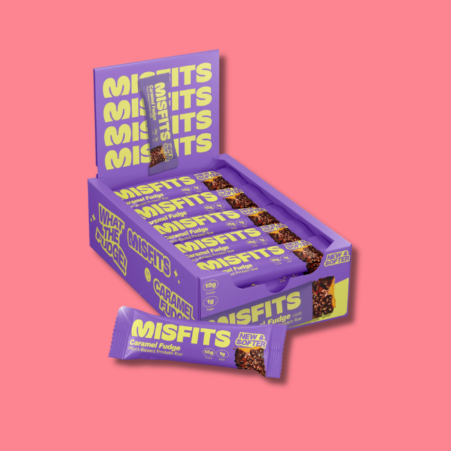 Misfits Plant Based Protein Bar - Caramel Fudge (15x50g)