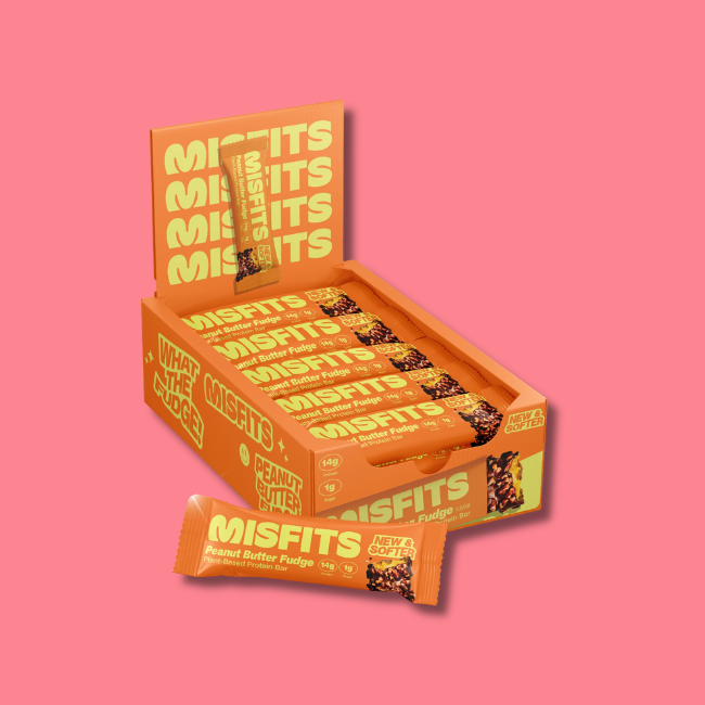 Misfits Plant Based Protein Bar - Peanut Butter Fudge (15x50g)