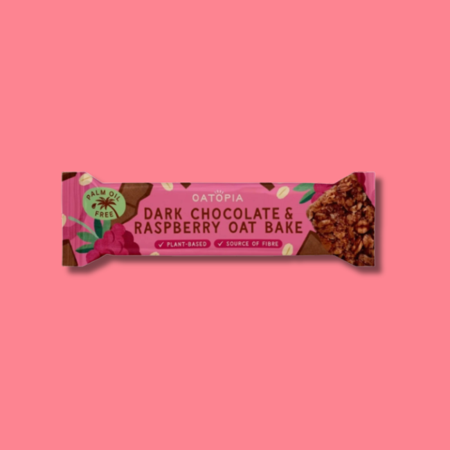 Oatopia - Oat Bake Flapjacks - Dark Chocolate & Raspberry