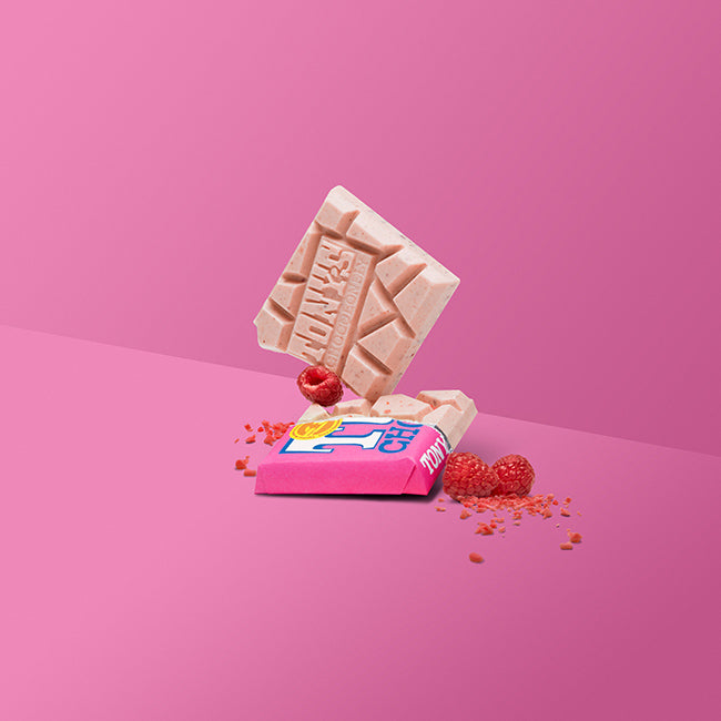 Tony's Chocolonely - Big Chocolate Bars - White Chocolate Raspberry Popping Candy