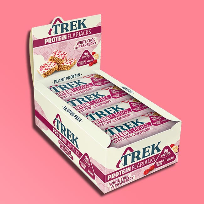Trek Raspberry Bars Trek - Protein Flapjacks - White Choc & Raspberry — Snackfully